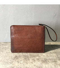Handmade Black Leather Mens Bifold Wristlet Wallet Brown Clutch Wallet IPAD Bag Clutch Purse Men - iwalletsmen