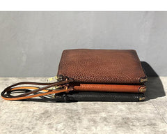 Handmade Black Leather Mens Bifold Wristlet Wallet Brown Clutch Wallet IPAD Bag Clutch Purse Men - iwalletsmen