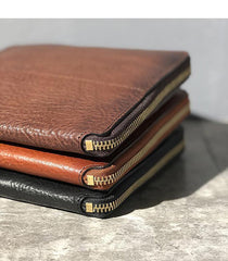 Handmade Black Leather Mens Bifold Wristlet Wallet Brown Clutch Wallet IPAD Bag Clutch Purse Men - iwalletsmen
