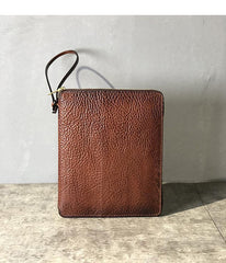 Handmade Black Leather Mens Bifold Wristlet Wallet Brown Clutch Wallet IPAD Bag Clutch Purse Men - iwalletsmen