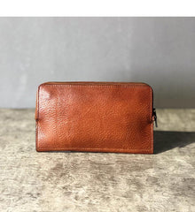 Handmade Black Leather Mens Bifold Long Wallet Brown Multifunction Wallet Phone Wallet Card Holder Clutch Men - iwalletsmen