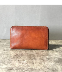Handmade Black Leather Mens Bifold Long Wallet Brown Zipper Long Wallets Card Holders Clutch Men - iwalletsmen