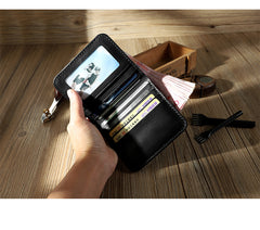 Handmade Coffee Leather Mens Billfold Wallets Personalize Coffee Bifold Small Wallets for Men - iwalletsmen
