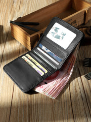 Handmade Leather Mens Billfold Wallet Personalize Bifold Small Wallets for Men - iwalletsmen