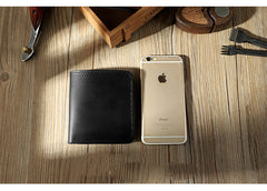 Handmade Blue Leather Mens Billfold Wallets Personalize Blue Bifold Small Wallets for Men - iwalletsmen