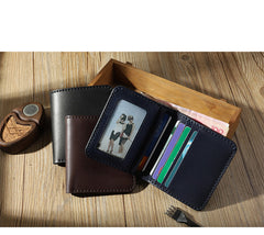 Handmade Blue Leather Mens Billfold Wallets Personalize Blue Bifold Small Wallets for Men - iwalletsmen