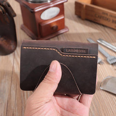 Handmade Black Leather Mens Card Holders Wallet Personalized Card Wallets for Men - iwalletsmen