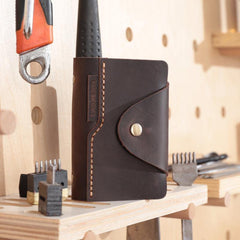 Handmade Black Leather Mens Card Holders Wallet Personalized Card Wallets for Men - iwalletsmen
