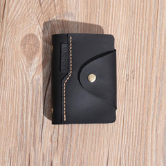 Handmade Black Leather Mens Card Holders Wallet Personalized Card Wallets for Men - iwalletsmen