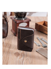 Handmade Coffee Leather Mens Card Holders Wallet Personalized Card Wallets for Men - iwalletsmen