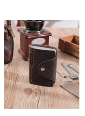 Handmade Black Leather Mens Card Holders Wallet Personalized Card Wallets for Men - iwalletsmen