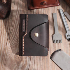 Handmade Black Leather Mens Card Holders Wallet Personalized Card Wallets for Men - iwalletsmen