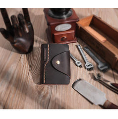 Handmade Black Leather Mens Card Holders Wallet Personalized Card Wallets for Men - iwalletsmen
