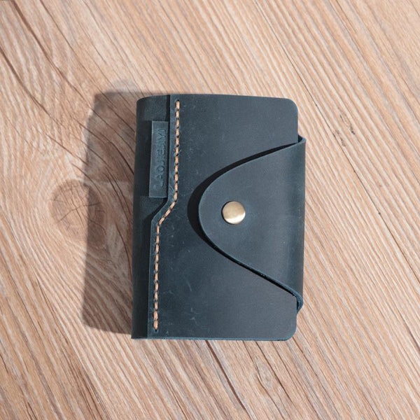Handmade Blue Leather Mens Card Holders Wallet Personalized Card Wallets for Men - iwalletsmen
