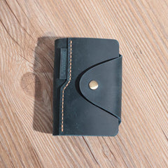 Handmade Black Leather Mens Card Holders Wallet Personalized Card Wallets for Men - iwalletsmen
