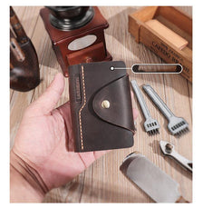 Handmade Black Leather Mens Card Holders Wallet Personalized Card Wallets for Men - iwalletsmen
