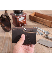 Handmade Black Leather Mens Card Holders Wallet Personalized Card Wallets for Men - iwalletsmen
