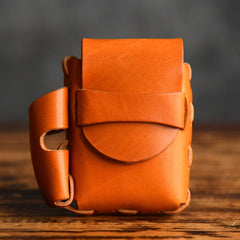 Handmade Tan Leather Mens Cigarette Case with Lighter Holder Belt Loop for Men