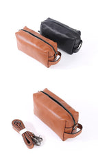 Handmade Black Leather Mens Clutch Cool Hand Bag Zipper Clutch Wristlet Clutch for Men - iwalletsmen