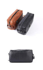Handmade Black Leather Mens Clutch Cool Hand Bag Zipper Clutch Wristlet Clutch for Men - iwalletsmen