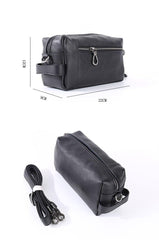Handmade Black Leather Mens Clutch Cool Hand Bag Zipper Clutch Wristlet Clutch for Men - iwalletsmen