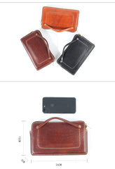 Handmade Black Leather Mens Cool Clutch Wallet Biker Clutch Brown Wristlet Wallet for Men - iwalletsmen