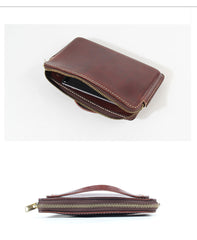 Handmade Black Leather Mens Cool Clutch Wallet Biker Clutch Brown Wristlet Wallet for Men - iwalletsmen