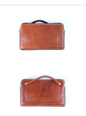 Handmade Black Leather Mens Cool Clutch Wallet Biker Clutch Brown Wristlet Wallet for Men - iwalletsmen