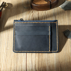 Handmade Coffee Leather Mens Front Pocket Wallets Personalized Slim Card Wallet for Men - iwalletsmen