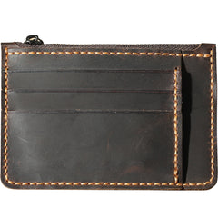 Handmade Coffee Leather Mens Front Pocket Wallets Personalized Slim Card Wallet for Men - iwalletsmen