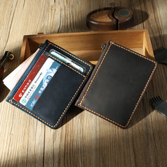 Handmade Coffee Leather Mens Front Pocket Wallets Personalized Slim Card Wallet for Men - iwalletsmen