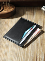 Handmade Coffee Leather Mens Front Pocket Wallets Personalized Slim Card Wallets for Men - iwalletsmen