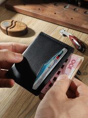 Handmade Coffee Leather Mens Front Pocket Wallets Personalized Slim Card Wallets for Men - iwalletsmen