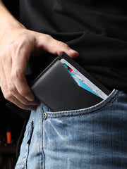 Handmade Coffee Leather Mens Front Pocket Wallets Personalized Slim Card Wallets for Men - iwalletsmen