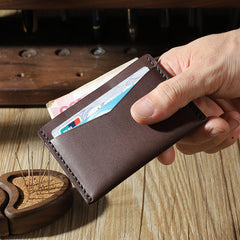 Handmade Black Leather Mens Front Pocket Wallets Personalized Slim Card Wallets for Men - iwalletsmen