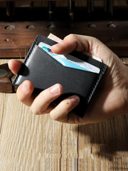 Handmade Coffee Leather Mens Front Pocket Wallets Personalized Slim Card Wallets for Men - iwalletsmen
