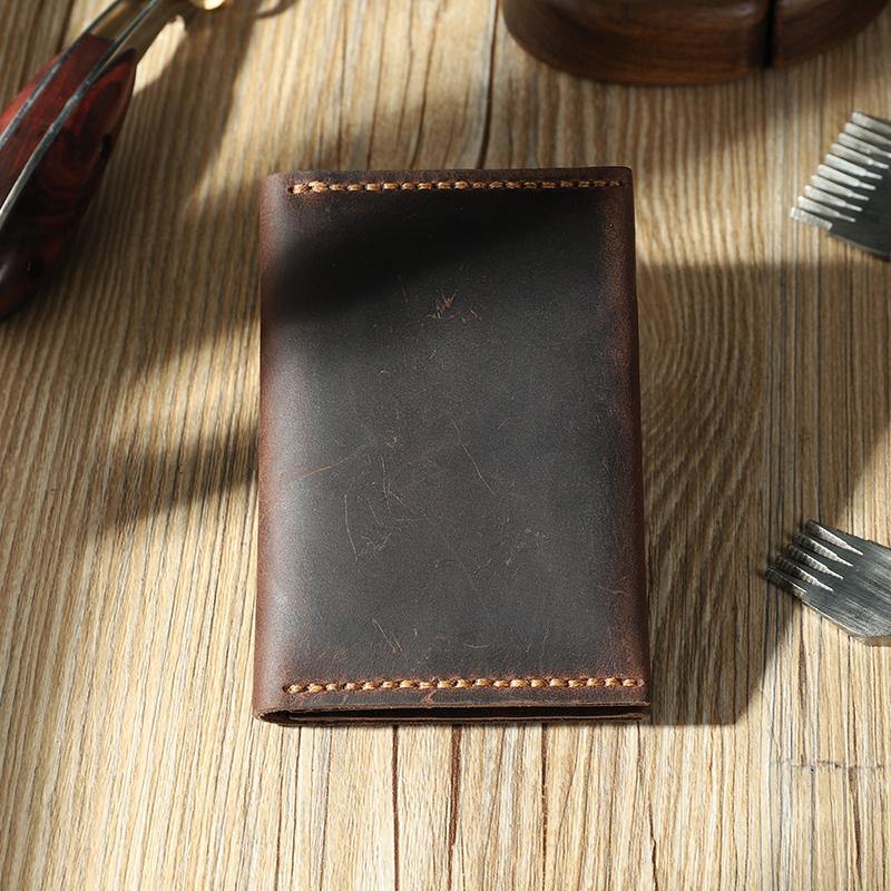Handmade Blue Leather Mens Small Card Holders Wallet Personalized Bifold Card Wallets for Men - iwalletsmen