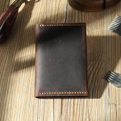 Handmade Coffee Leather Mens Small Card Holders Wallet Personalized Bifold Card Wallets for Men - iwalletsmen