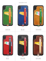 Handmade Coffee Leather iPhone XS XR XS Max Case with Card Holder CONTRAST COLOR iPhone X Leather Case - iwalletsmen