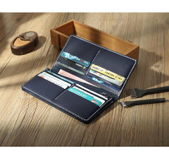 Handmade Black Mens Bifold Long Wallets Personalized Black Leather Checkbook Wallets for Men - iwalletsmen