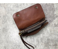 Handmade Black Leather Mens Long Wallet Tan Wristlet Wallet Brown Clutch Biker Chain Wallet Men - iwalletsmen