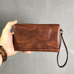 Handmade Black Leather Mens Long Wallet Tan Wristlet Wallet Brown Clutch Biker Chain Wallet Men - iwalletsmen