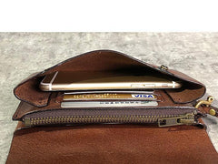 Handmade Black Leather Mens Long Wallet Tan Wristlet Wallet Brown Clutch Biker Chain Wallet Men - iwalletsmen