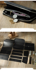 Handmade Black Zipper Mens Clutch Wallets Personalized Black Leather Zipper Clutch for Men - iwalletsmen