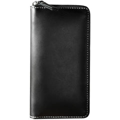 Handmade Black Zipper Mens Clutch Wallets Personalized Black Leather Zipper Clutch for Men - iwalletsmen