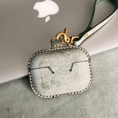 Handmade Blue Leather AirPods Pro Case with Wristlet Strap Leather AirPods Case Airpod Case Cover - iwalletsmen