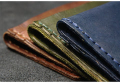 Handmade Leather Mens Slim Card Holders Wallets Blue Slim Bifold Card Wallet for Men - iwalletsmen