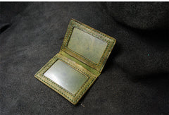 Handmade Leather Mens Slim Card Holders Wallets Blue Slim Bifold Card Wallet for Men - iwalletsmen