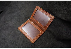 Handmade Leather Mens Slim Card Holders Wallets Blue Slim Bifold Card Wallet for Men - iwalletsmen
