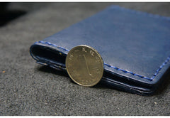 Handmade Leather Mens Slim Card Holders Wallets Blue Slim Bifold Card Wallet for Men - iwalletsmen